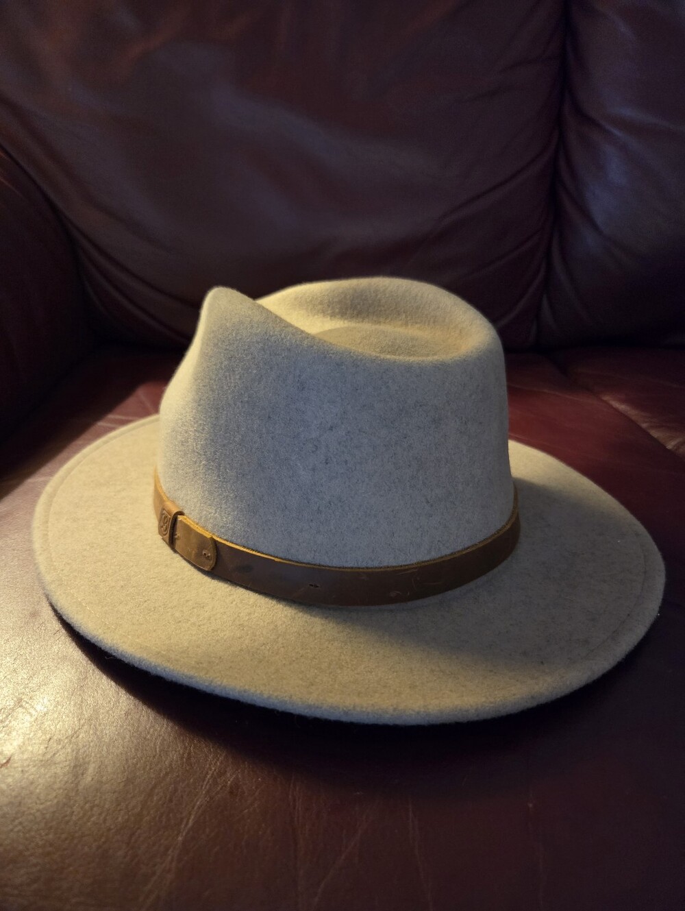 Brixton Beige Fedora Hat for Men Size L Classic Style 100% Wool Felt